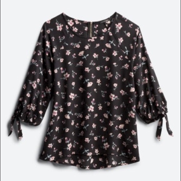 Papermoon Tops - Larie tie sleeve, zip back floral blouse. Size SM